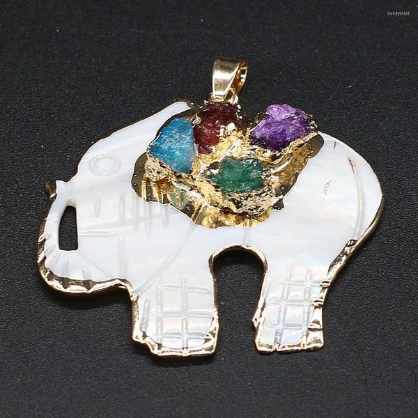 Pendentifs Colliers Pierre Naturelle Druzy Pendentifs Reiki Guérir Mignon Éléphant Coquillage Pour La Fabrication de Bijoux A Faire Soi-Même Boucles d'oreilles fines Collier Fille