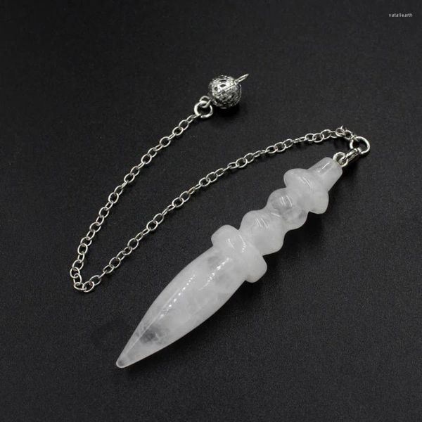 Pendentif Colliers Pierre naturelle Pendule en cristal égyptien pour la divination Dowsing Reiki Rose Clear Quartz Améthystes Noir Onyx Pendulo X130