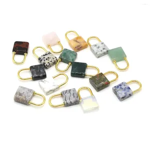 Collares colgantes Piedra natural Facetada Forma de bloqueo Piedra preciosa Exquisitos encantos para la fabricación de joyas DIY Pulsera Collar Accesorios Regalos
