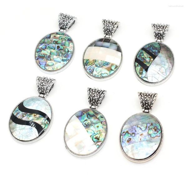 Pendentif colliers pierre naturelle mode ovale blanc coquille brillant bijoux faisant bricolage accessoires pour collier boucles d'oreilles cadeaux