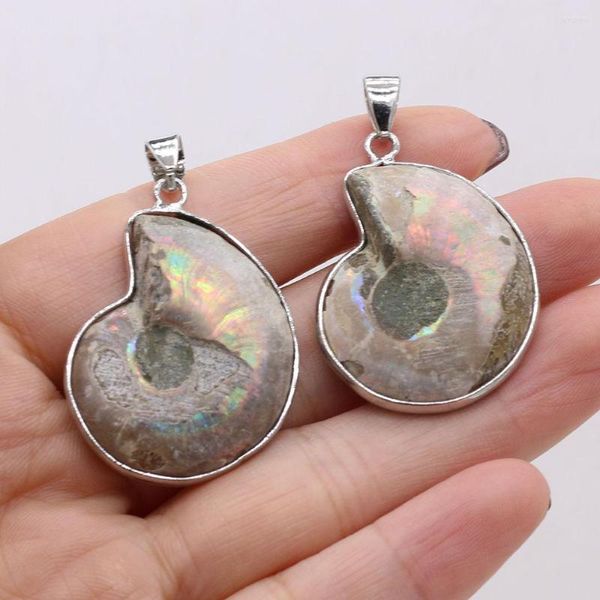 Pendentif Colliers Pierre Naturelle Flash Labradorite Escargot Plaqué Argent Artisanat Pour La Fabrication De Bijoux Collier De Boucle D'oreille Accessoires Charme Cadeau