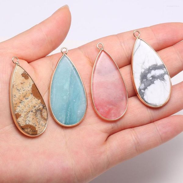 Collares colgantes Piedra natural Gema Clásico Borde de gota Artesanías hechas a mano DIY Exquisito Collar Suéter Cadena Accesorios de joyería Regalo Hacer