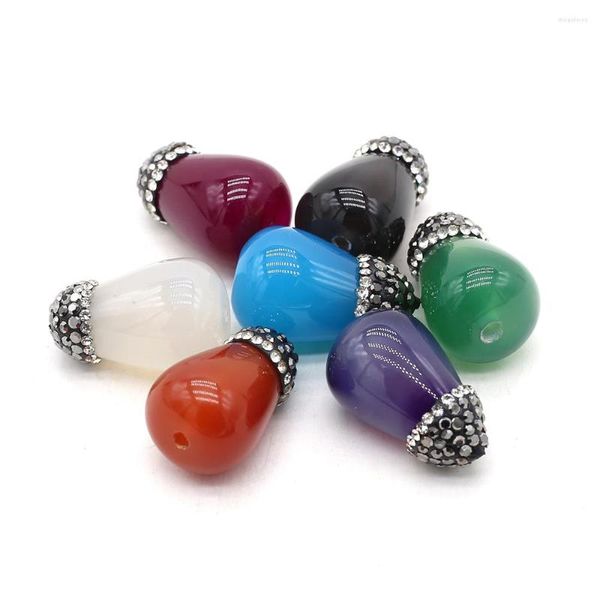 Collares colgantes Piedra natural Gema Gota de agua Diamante Multicolor Artesanías hechas a mano Collar Pulsera Pendiente Accesorios para mujer 15x23mm