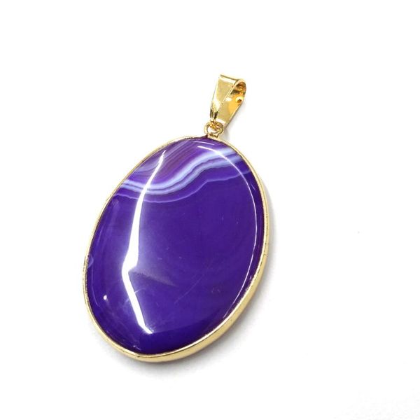 Pendentif Colliers Pierre Naturelle Pierre Précieuse Agate Rayée En Forme D'Oeuf Fabrication Artisanat Collier Bracelet Boucles D'oreilles Accessoires Pour Femme 30x45mmPend