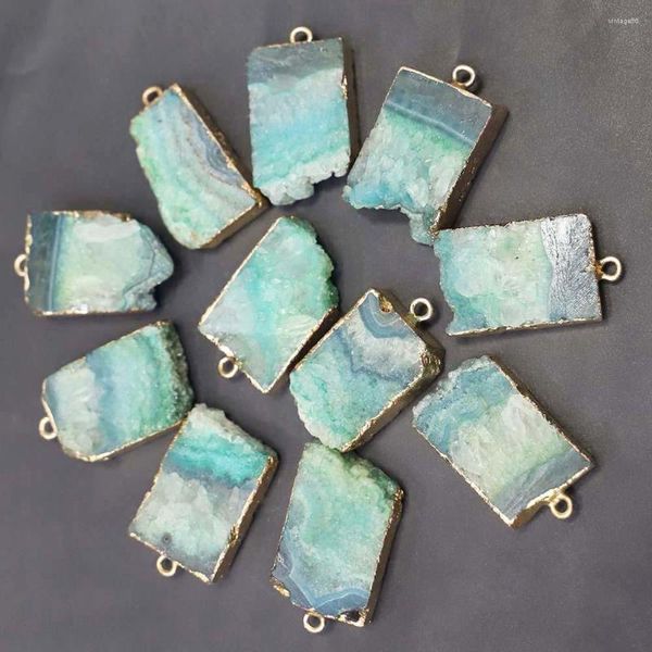 Colliers pendants Stone naturelle verte simple simple suspension agate cristal Bud charme de bijoux irrégulier faisant en gros 5pcs / lot