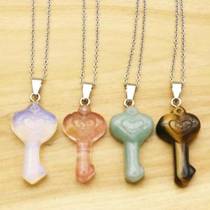 Colliers pendants Collier de pierre naturelle 520 LOVE KEY CLACE COLLIE COLLAGE DE GENERA