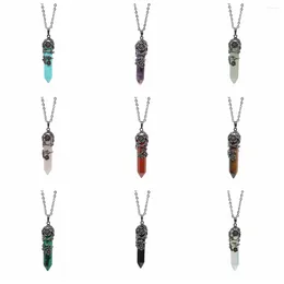 Collares colgantes Piedra natural Pilar hexagonal Cristal Hexágono Columna Collar Mujeres