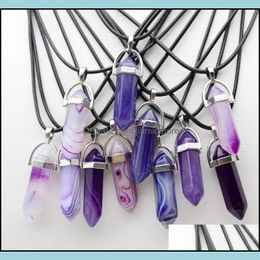 Hanger kettingen natuursteen zeshoekige prisma vorm reiki genezing kristal streep agaat charmes ketting voor vrouwen sieraden drop deli otwgm