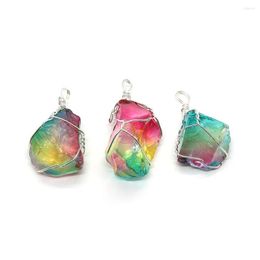 Hanger kettingen natuursteen onregelmatige kleur kristal 25-55 mm kronkelende charm gradiënt mode sieraden diy ketting oorbel accessoires