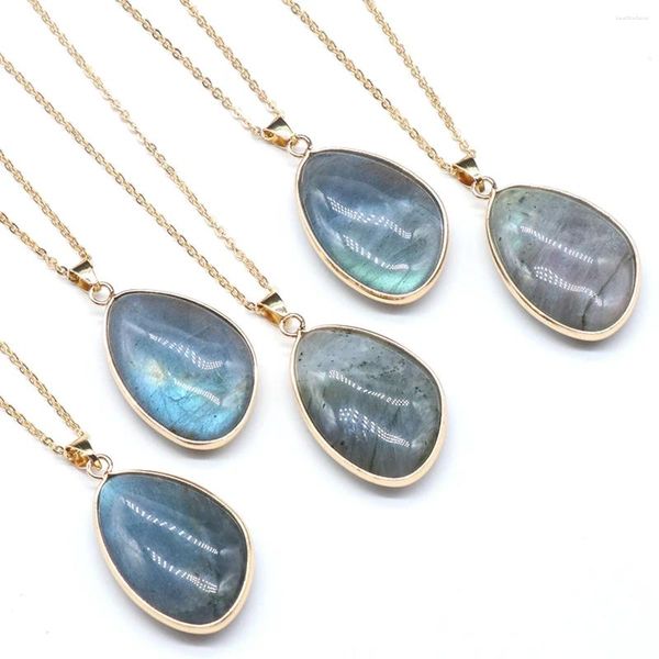 Colliers pendants Stone naturelle Collier de labradorite irrégulier Collier Gol