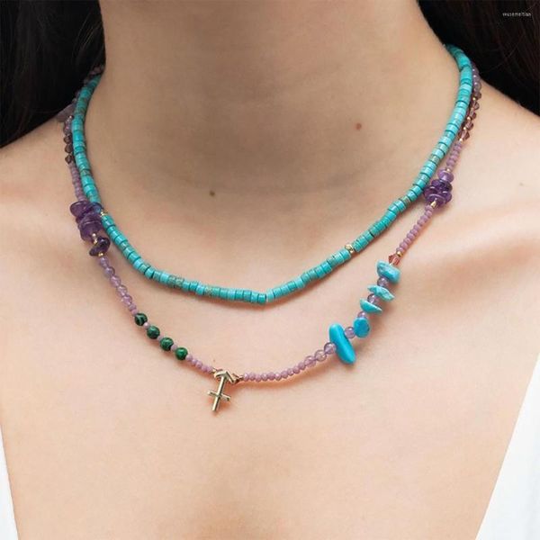 Collares con colgantes, collar de Jade de piedra Natural, gargantilla de amatista con cuentas hecha a mano, joyería con símbolo del zodiaco para mujer 2023