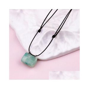 Pendentif Colliers Pierre Naturelle Mini Sac Collier Améthyste Cristal De Quartz Rose Réglable Hommes Femmes Bijoux Cadeau Drop Delivery Pendan Dhpck