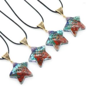 Hanger kettingen natuursteen ketting pentagram ster vorm sieraden met ketting voor vrouwen maat 32x48 mm lengte 45 mm