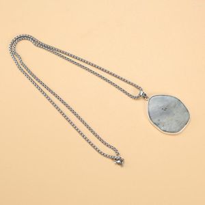 Pendentif Colliers Collier en pierre naturelle Forme irrégulière Guérison Flash Labradorite Chaîne en acier inoxydable pour cadeau