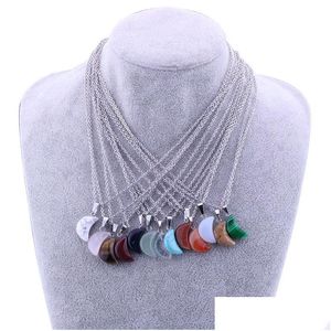 Hanger Kettingen Natuursteen Ketting Maan Vorm Turquoise Opaal Druzy Drusy Voor Vrouwen Sieraden Drop Levering Hangers Dhcg3