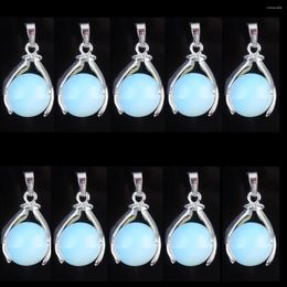 Colliers pendants Stone Natural Opal pende 16 mm perles rondes Hands Palm Reiki Chakra Femmes Bijoux Classic Fashion 10pcs TN3157