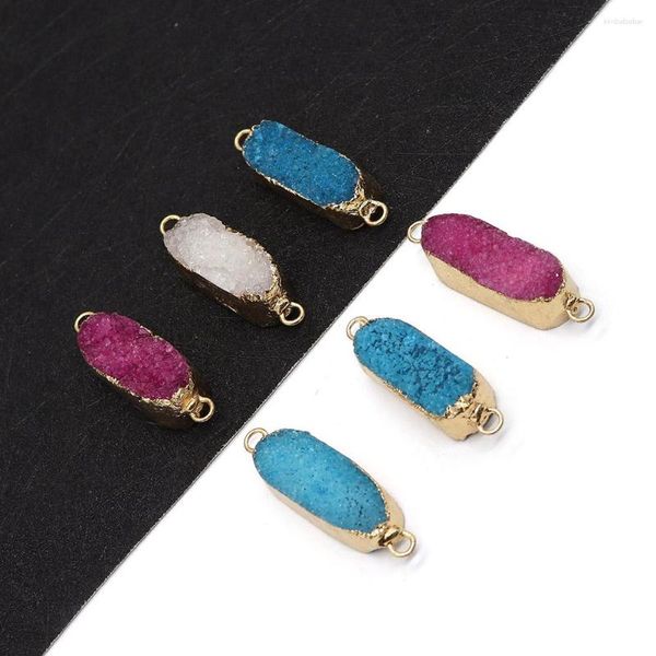 Pendentif Colliers Pierre Naturelle Ovale Cristal 10x33mm Double Trou Connecteur Charme DIY Collier Boucle D'oreille De Mode Boutique Bijoux Accessoires