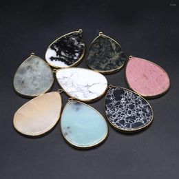 Pendentif Colliers Pendentifs en pierre naturelle plaqué or Labradorite Amazonite pour la fabrication de bijoux à la mode bricolage femmes collier boucles d'oreilles cadeaux