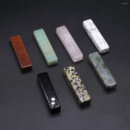 Pendentif Colliers Pendentifs en pierre naturelle polie Quartz Rose Amazonite colonne cubique pour la fabrication de bijoux bricolage femmes collier boucles d'oreilles cadeaux