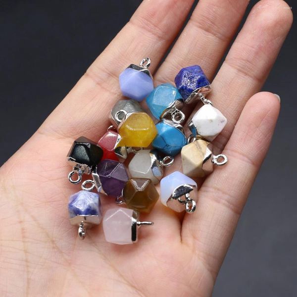 Colliers pendants pendentifs en pierre naturelle reiki guérison cube amethyst rose quartz charmes pour bijoux faisant des boucles d'oreilles de collier bricolage