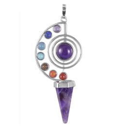 Pendentif Colliers Pierre Naturelle Pendum Cristal Yoga 7 Chakra Spirale Cône Hexagonal Améthyste Reiki Bijoux De Guérison Drop Delive Dhgarden Dhvyi