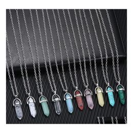 Hanger kettingen natuursteen pilaar pendum reiki genezing kristallen ketting zeshoekige amethist roze kwarts chakras pendo sieraden dr dhrgw