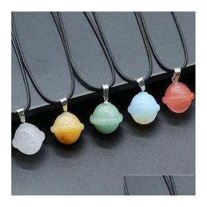 Collares colgantes Planeta de piedra natural Hecho a mano Anhelado Ufo Universo Forma Roca Cristales curativos Collar Decoración del hogar Dro Dhgarden Dhylr