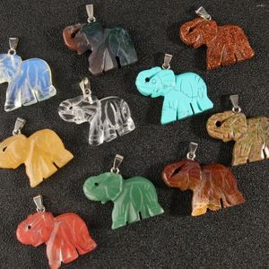 Colliers pendants en pierre naturelle Crystal turquoises turquoises Opale Lapis Tiger Eye Elephant pour les bijoux de bricolage Accessoires de collier 1pc