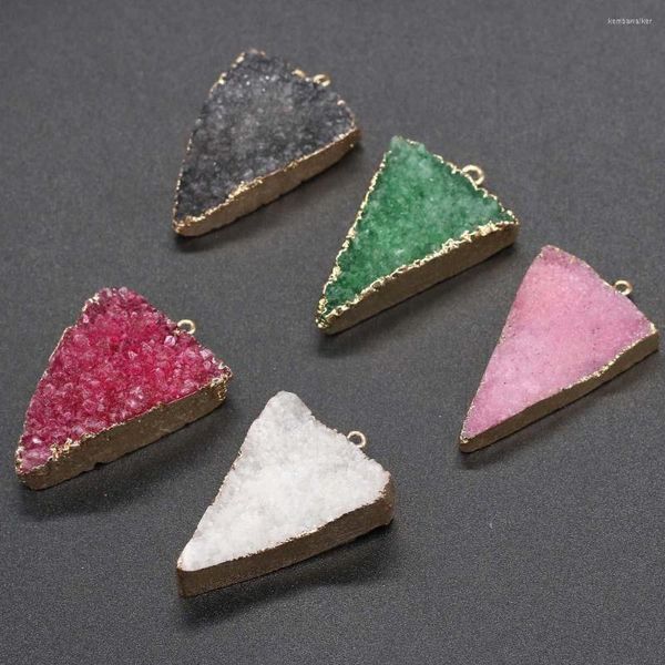 Pendentif Colliers Pierre naturelle Quartz Cristal Triangle Agates Druzy Charms Collier Pendentifs pour la fabrication de bijoux Fournitures de bricolage Fit
