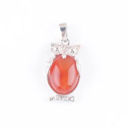 Pendentif Colliers Pierre Naturelle Agate Rouge Minuscule Hibou Pendentifs Reiki Lucky Animal Mignon Charme Bijoux Pour Femmes Homme Cadeau N4666 Drop Deliv Dh9Nd