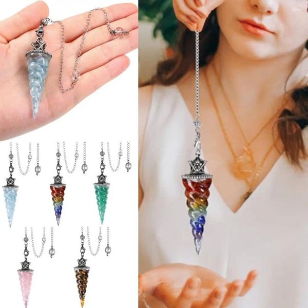 Colliers pendants Stone Natural Reiki Pendule Gemstone Rock Rock Amulet Crystal Pipe Pierres Pendulums Résine