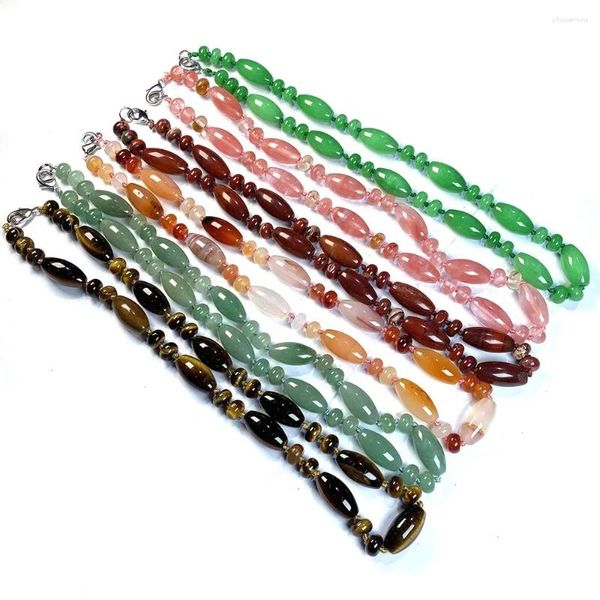 Collares colgantes Piedra natural Cuarzo rosa Ágata Malaquita Jade Cuentas Collar Cadena de cuello Regalos para hombres Accesorios de joyería para mujeres