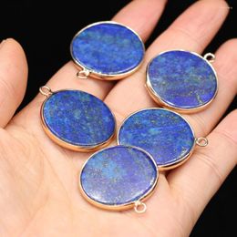 Pendentif colliers pierre naturelle forme ronde Lapis Lazuli charmes pendentifs pour bijoux à bricoler soi-même faisant ajustement collier boucle d'oreille femmes cadeau taille 22x22mm