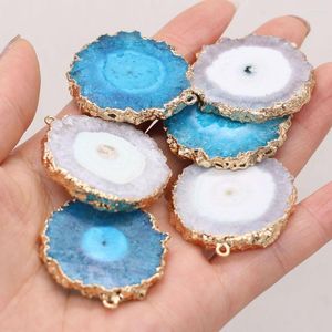 Colliers de pendentif Stone naturel Round Sun Flower Charms Pendants For Jewelry Collier Bracelets Accessoires 35-40 mm