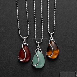 Hanger kettingen natuursteen s-vormige vrouw ketting roestvrijstalen genezing energie trui ketting kerstcadeau 12 stks drop dhpzf