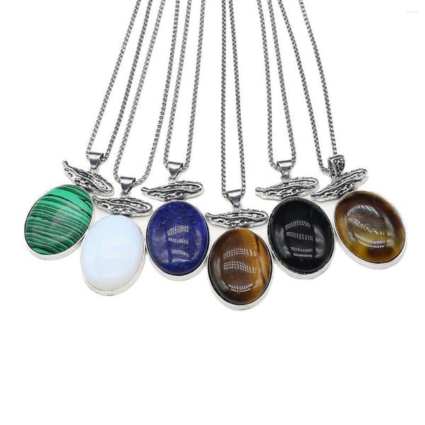 Pendentif Colliers Naturel Pierre Shell Lapis Lazuli Opale Agate Tiger Eye Link Chaînes Cristaux de guérison pour les femmes