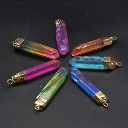 Hangende kettingen natuursteen glanzende kristallen hangers reiki genezen kleurrijke kwarts slinger voor charmes sieraden maken diy dames ketting gif
