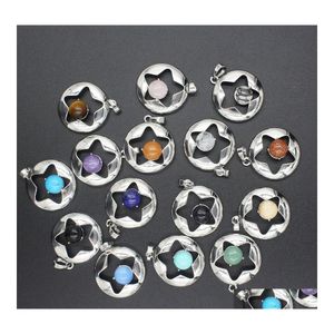 Collares pendientes Collar de estrella de piedra natural para mujer Chica Piedra de nacimiento Cristal Chakra Yoga Druzy Amistad romántica Joyería Drop D Dhefn