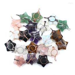 Hanger kettingen natuursteen star tree van levensdraad wrap aventurine amethist rozenkwarts opaal voor sieraden maken ketting accessorie