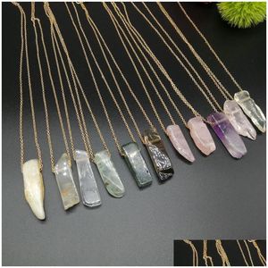 Hangende kettingen natuursteen strip bar ketting roos rood blauw amethist crystal green aventurine rec 18k goud roestvrij staillige st dhgarden dhe7k