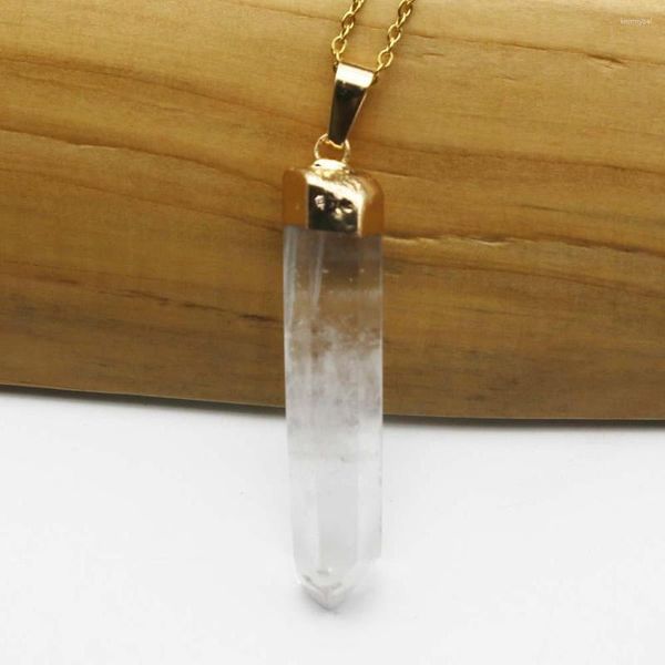 Pendentif Colliers Pierre Naturelle Cristal Blanc Post Plaqué Collier En Acier Inoxydable Chaîne Reiki Charme Bijoux Accessoires En Gros1Pc