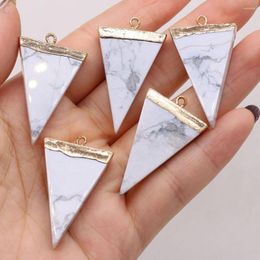 Collares pendientes Piedra Natural Blanco Turquesa Triángulo Artesanías hechas a mano DIY Collar Pendientes Accesorios de joyería Fabricación de regalos 23x38mm