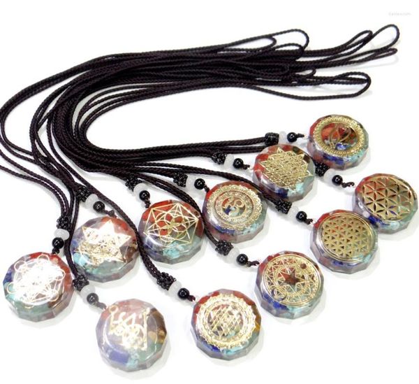 Collares colgantes ojo de tigre natural piedra turquesa retro chips colorido chakra órgona cuentas de energía péndulum amulet reiki collar de curación