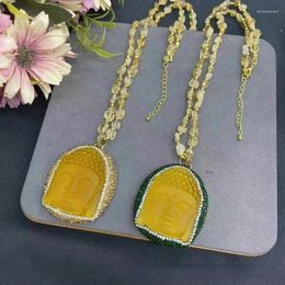 Colliers pendants Topaz naturel rigolage Bouddha Chaîne de chaîne d'origine Design géométrique collier de mode pour femmes bijoux de mode féminine
