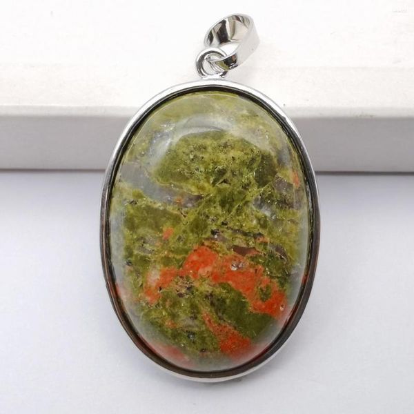 Pendentif Colliers Naturel Unakite Epidote Pierre Perle Ovale GEM Bijoux De Mode S941