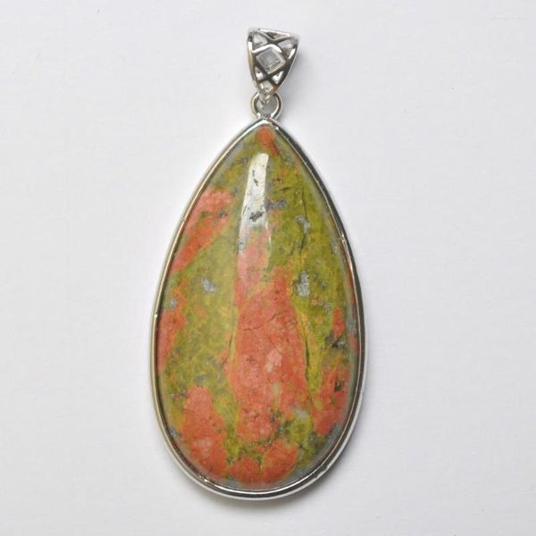 Pendentif Colliers Naturel Unakite Epidote Pierre Goutte D'eau GEM Bijoux De Mode S3077