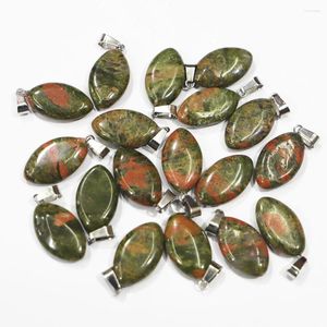 Pendentif Colliers Naturel Unakite Pierre Cheval Yeux Marquise Collier Minéral Guérison Charmes DIY Bijoux Accessoires Fabrication En Gros 24 pcs