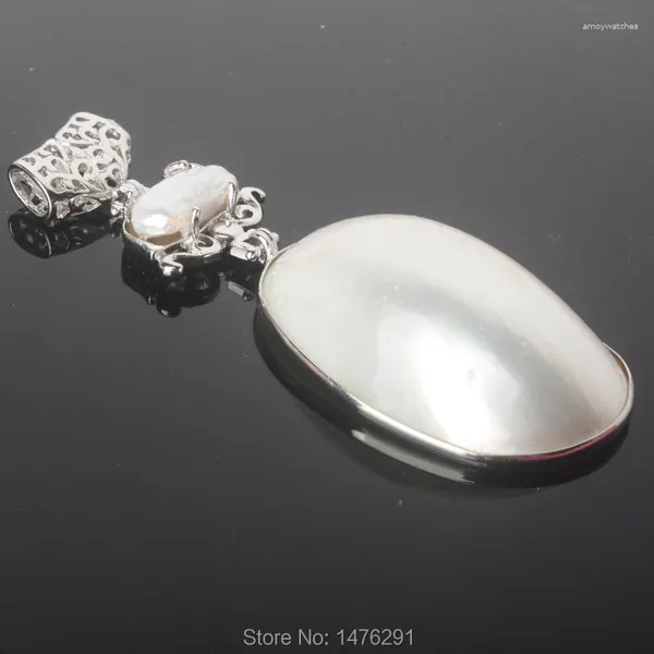 Pendentif Colliers Naturel Blanc Conque Shell Perle D'eau Douce Irrégulière Perle Incrustée 1PCS