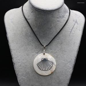 Pendentif Colliers Naturel Blanc Mère Shell Collier Motif Rond Pour Femmes Bijoux Cadeau Longueur 55 5 cm