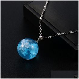 Pendentif Colliers Nature Bleu Ciel Nuages Collier Pour Femmes Nuage Résine Transparent Dames Balle Lune Bijoux Cadeau Accesorios Drop De Dhbgh